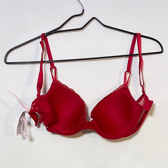 Victoria's Secret Bra Womens 32C Red Gold Plaid Lined Demi Back Closure Multiway - Picture 3 of 6